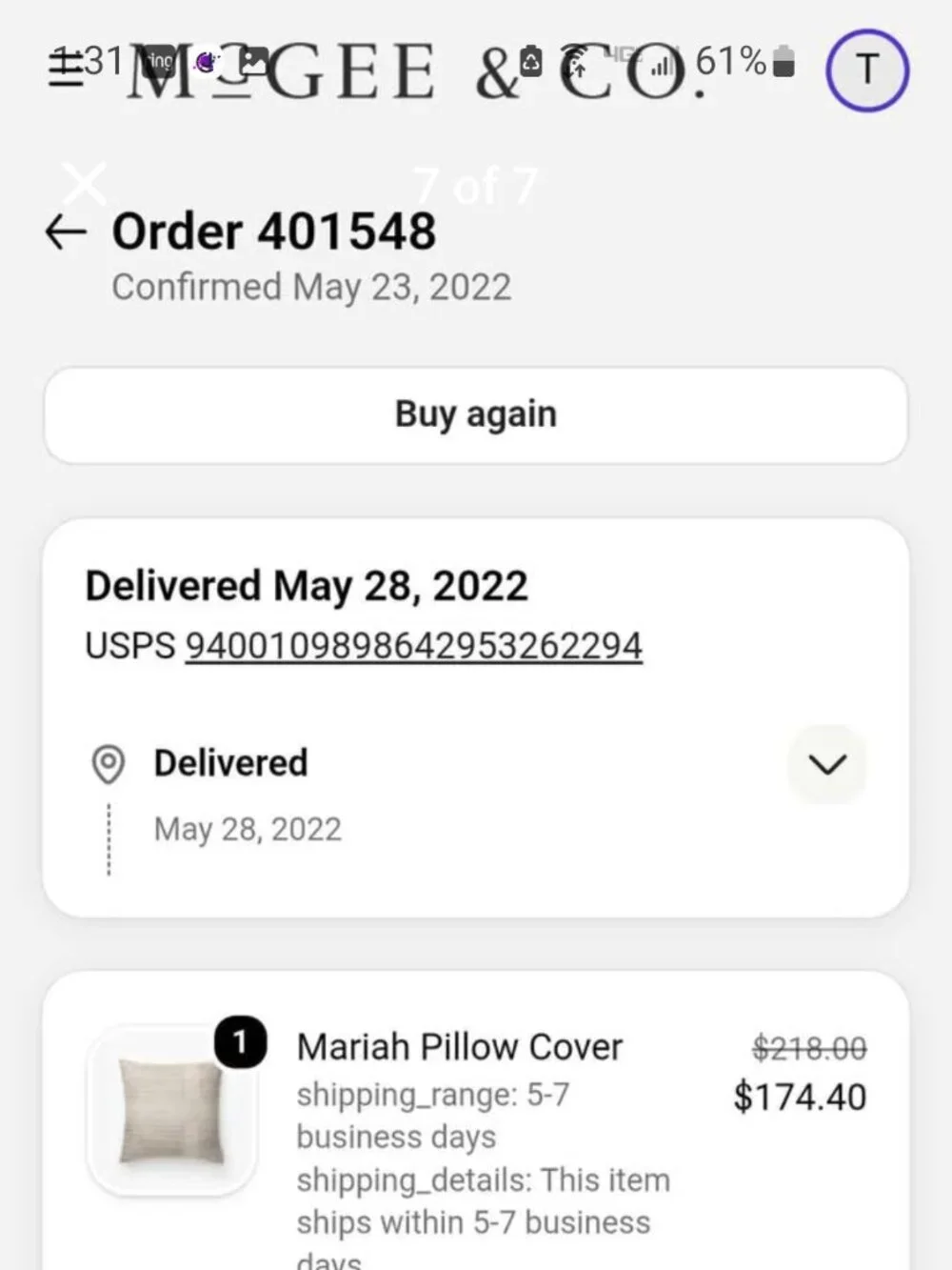 McGee & Co/Susan Connor Mariah Pillow Cover 22x22